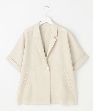 自由区 L 【人気素材・NEWアイテム】ラスティックメッシュハーフスリーブ ジャケット フラックス