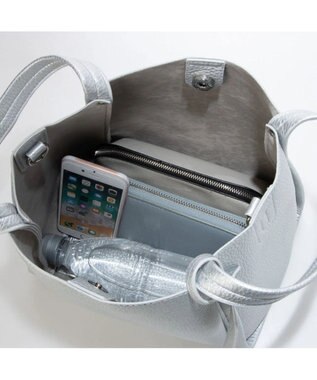 UNBILLION カシュカシュ cachecache / ミニショルダー付きソフトレザー調ミニトートバッグ シルバー