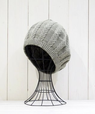 石田製帽 オーガニックコットン アラン編みベレー モスグリーン