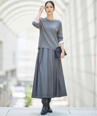 自由区 L 【カタログ掲載】レーヨンストレッチベーシックシルエット ニット グレー