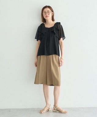 YECCA VECCA 【尾崎紗代子さん着用】タックハーフパンツ Camel
