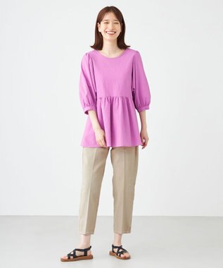 SHARE PARK LADIES センタープレスストレートデニム グレージュ