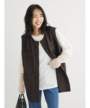 Green Parks 袖チュールドッキングシアープルオーバー Off White