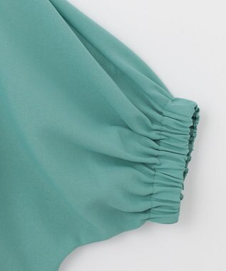 ANY 【洗える】デザインスリーブとろみ ブラウス ターコイズ