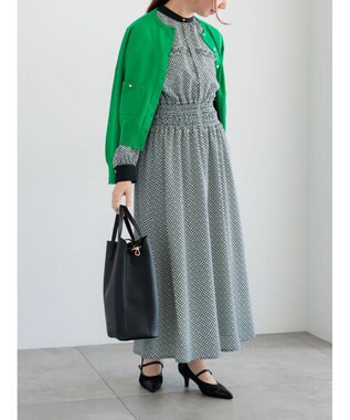 Te chichi バイカラーシャーリングワンピース ベージュ