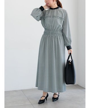 Te chichi バイカラーシャーリングワンピース ベージュ