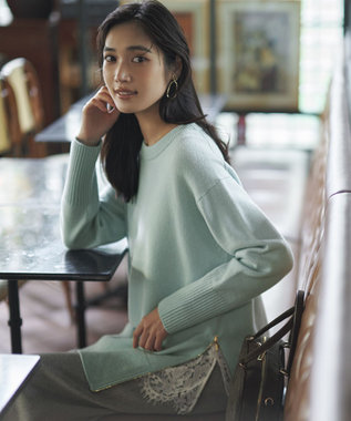  【見上愛さん着用/Oggi掲載/洗える】カシミヤブレンド サイドジップ  ニットチュニック