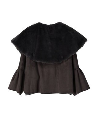 Green Parks ■ＥＳＣＡＲ　フラッフィーケープ付ショートコート Charcoal Gray