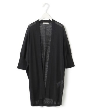 ICB 【洗える】 リネンポリエステルハイゲージ カーディガン ブラック系