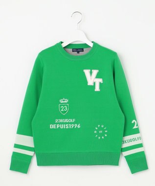 23区GOLF 【WOMEN】【ウォッシャブル】グラフィックダブルジャガードニット ピーコックグリーン系