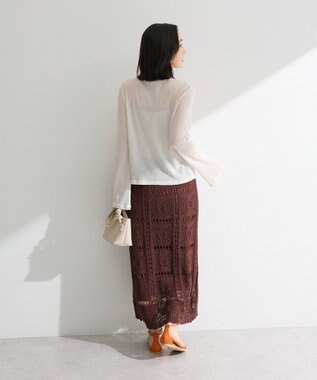 Green Parks クロシェニットスカート White