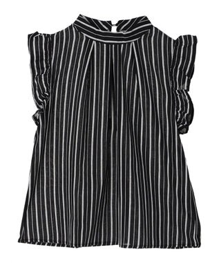 Green Parks ・ＥＬＥＮＣＡＲＥ　ＤＵＥ　ストライプフリルブラウス Black