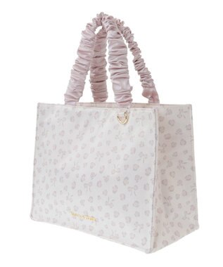 Maison de FLEUR リボンレオパードギャザーハンドルスクエアトート Light Beige