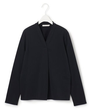 ICB 【洗える】 ウォームジャージー Vネックカットソー ブラック系