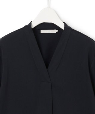 ICB 【洗える】 ウォームジャージー Vネックカットソー ブラック系