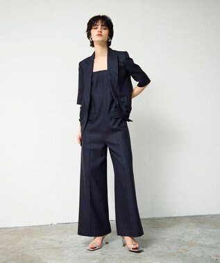 GRACE CONTINENTAL リネンタッチビスチェサロペ ネイビー