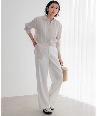 23区 S 【CLASSY.6月号掲載/洗える】リネンレーヨンストレッチ ワイドパンツ ホワイト系