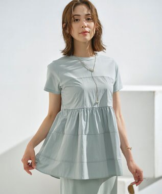 組曲 L 【接触冷感】ビスチェレイヤードTシャツ クリームミント系