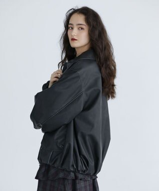 Green Parks ■ＥＳＣＡＲ　フェイクレザーバルーンブルゾン Black