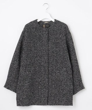 自由区 MANTECOツイード コクーンシルエットコート ブラック系8