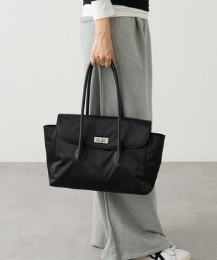 russet 《@__serako.r__企画》クラウズナイロンフラップトートバッグ(CE-1690) Black