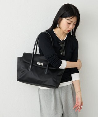 russet 《@__serako.r__企画》クラウズナイロンフラップトートバッグ(CE-1690) Black