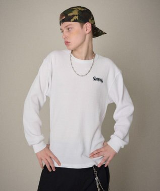 WEGO 【ユニセックス着用ITEM】ワッフルロゴT（長袖） ホワイト