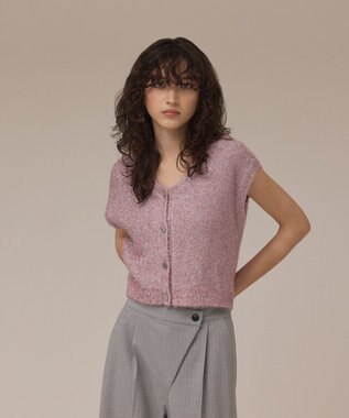 ショートフェザーニットトップ