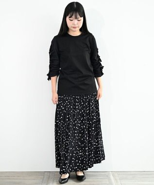 FORFORMO Pleated Skirt プリーツスカート プリントブラック
