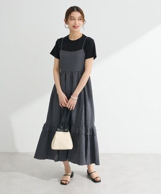 Green Parks ・ＥＬＥＮＣＡＲＥ　ＤＵＥ　ギンガムキャミワンピース Charcoal Gray