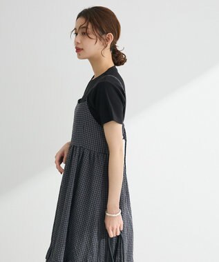 Green Parks ・ＥＬＥＮＣＡＲＥ　ＤＵＥ　ギンガムキャミワンピース Charcoal Gray