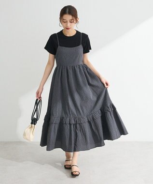 Green Parks ・ＥＬＥＮＣＡＲＥ　ＤＵＥ　ギンガムキャミワンピース Charcoal Gray