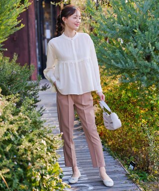 Tiaclasse 【洗える】ピンタックギャザーブラウス オフホワイト