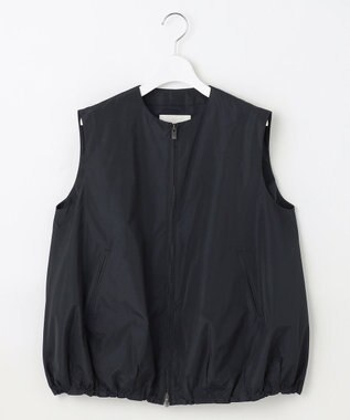23区 【エステータ】シルクブレンド ライトタフタ ジップアップ ベスト ネイビー