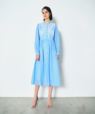 GRACE CONTINENTAL 刺繍シャツワンピース ブルー