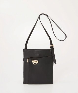 TOPKAPI 【TREASURE TOPKAPI】ベルトデザイン レザー フラット ショルダーバッグ ブラック