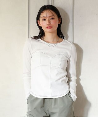 Green Parks ・ＳＵＧＡＲ　ＳＰＯＯＮ　ビスチェラインリブロンＴＥＥ Off White