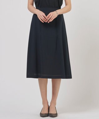 J.PRESS LADIES S シアーブロックチェック フレア スカート ネイビー系