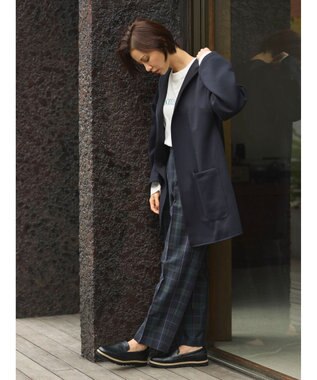 Green Parks ポンチフード付きカットカーディガン Dark Navy