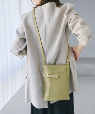 TOPKAPI 【TREASURE TOPKAPI】ベルトデザイン レザー フラット ショルダーバッグ ライムグリーン