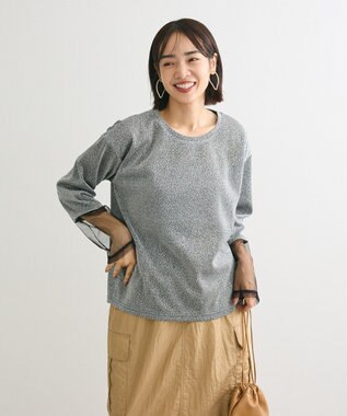 Green Parks 袖チュールドッキングラメプルオーバー Black