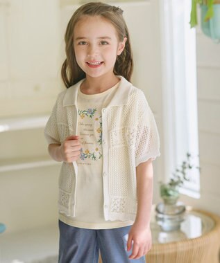 組曲 KIDS  【110-140㎝】 フラワーリースTeeシャツ クリームイエロー