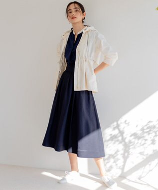 組曲 【セットアップ対応・ウエストゴム仕様】ニュアンスシフォン スカート ネイビー系