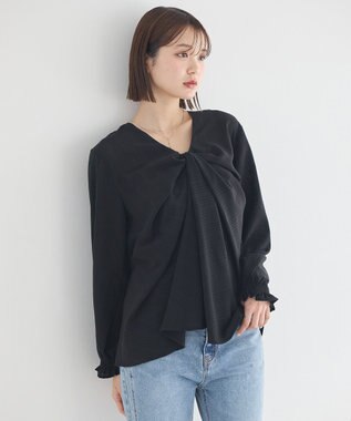 earth music&ecology フロントツイストブラウス Black