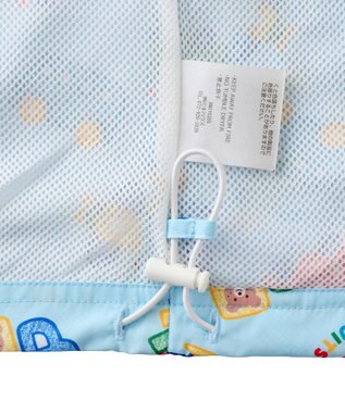 MIKI HOUSE HOT BISCUITS 【80-120cm】ビーンズ×乗り物 総柄ウインドブレーカー サックス