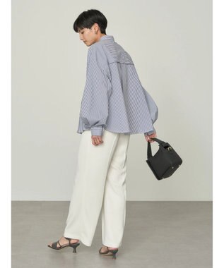 AMERICAN HOLIC イージーケア切替タックワイドシャツ Stripe Navy