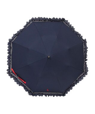 MOONBAT 【遮光/晴雨兼用日傘】POLO RALPH LAUREN(ポロ ラルフローレン) エンブフリル 折りたたみ傘 楽折 遮熱 UV ディープブルー（EC限定色）