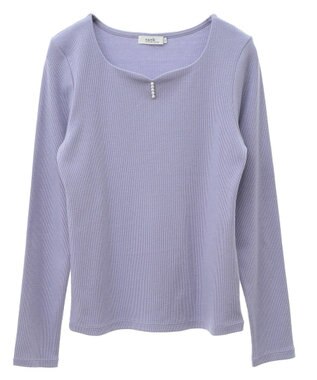 earth music&ecology ハートネックパールプルオーバー Blue