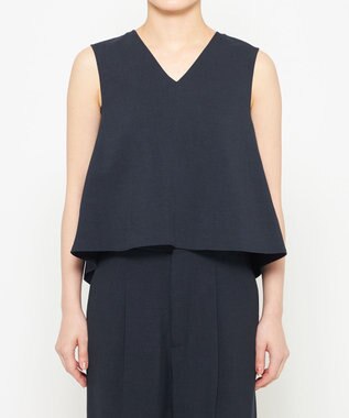 uncrave ウォッシャブルドライサップ テントラインブラウス ネイビー