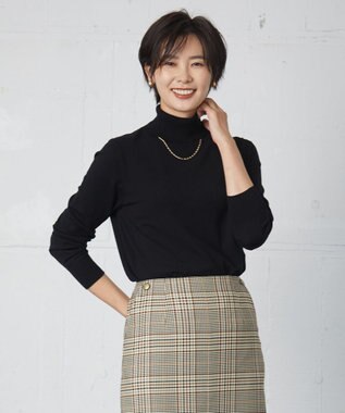 J.PRESS LADIES L 【洗える】PRINCE タートルネック ニット ブラック系